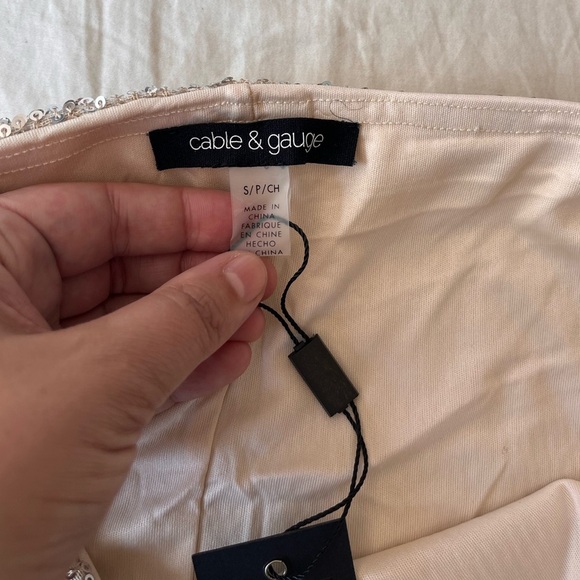 NWT Cable & Gauge Champagne Sequin Skirt S - Picture 3 of 12